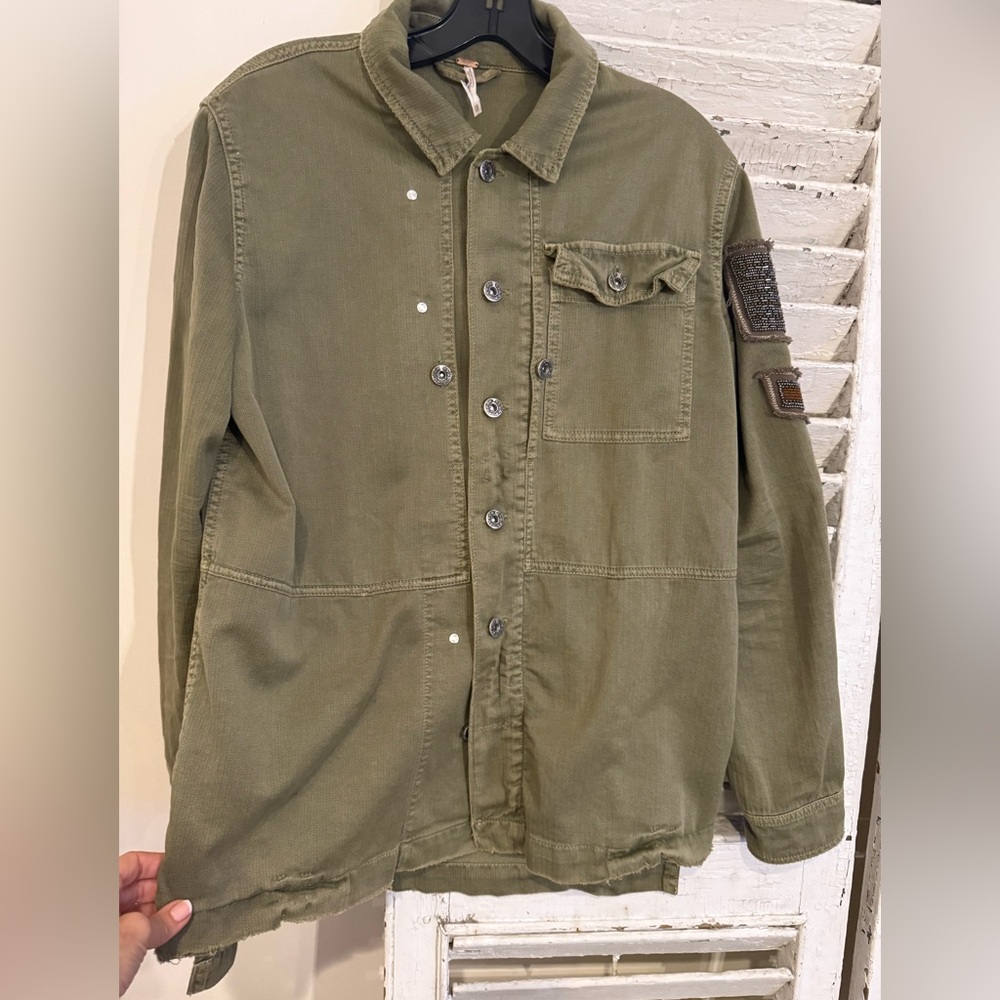 Free People bohemian Olive Green Military style women’s jacket